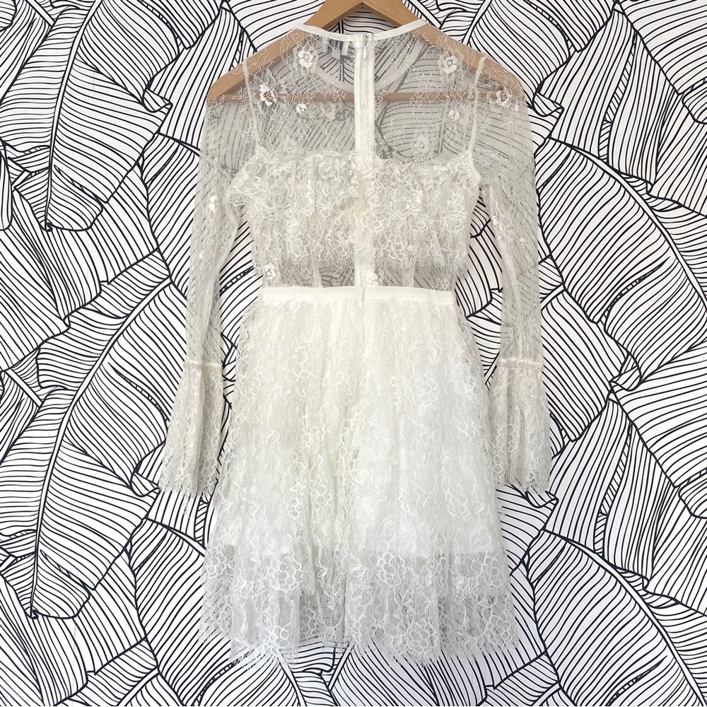 True Decadence White Lace Ruffle Mini Dress - Picture 7 of 7